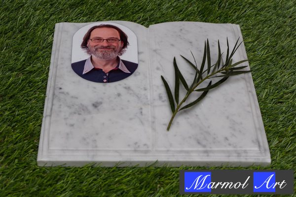 Libro de Mármol Blanco 30 x 30 x 2 con Foto - Imagen 2